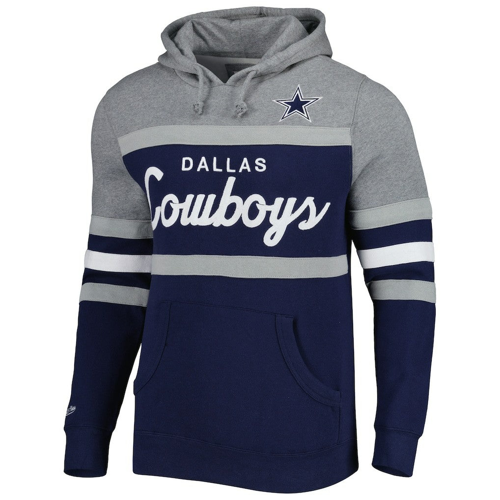 Dallas Cowboys Head Coach Pullover Hoodie Navy/Heathered Gray - Mitchell & Ness