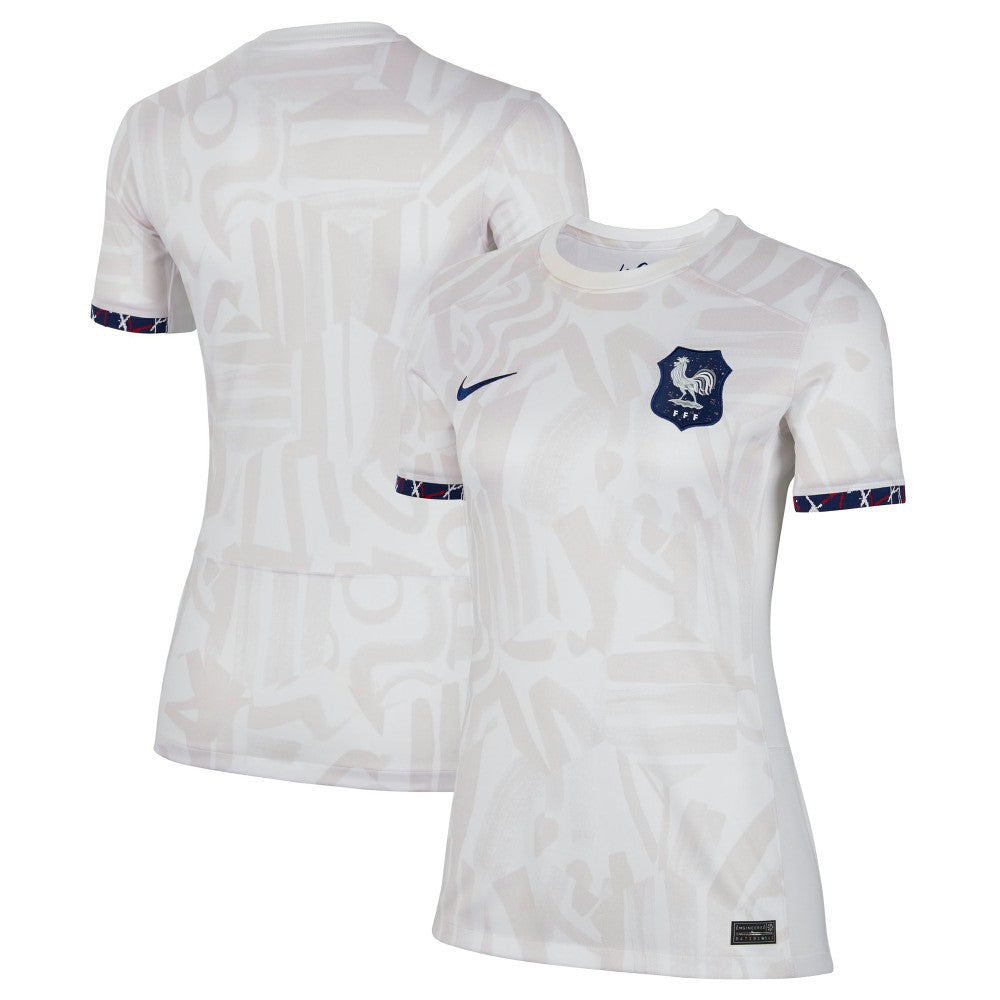 Nike France Women's National Team Women's 2023 Away Stadium Replica Jerseys - White