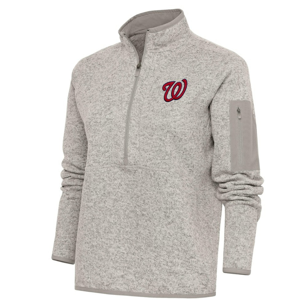 Washington Nationals Antigua Women's Logo Fortune Quarter-Zip Pullover Jacket Clearance