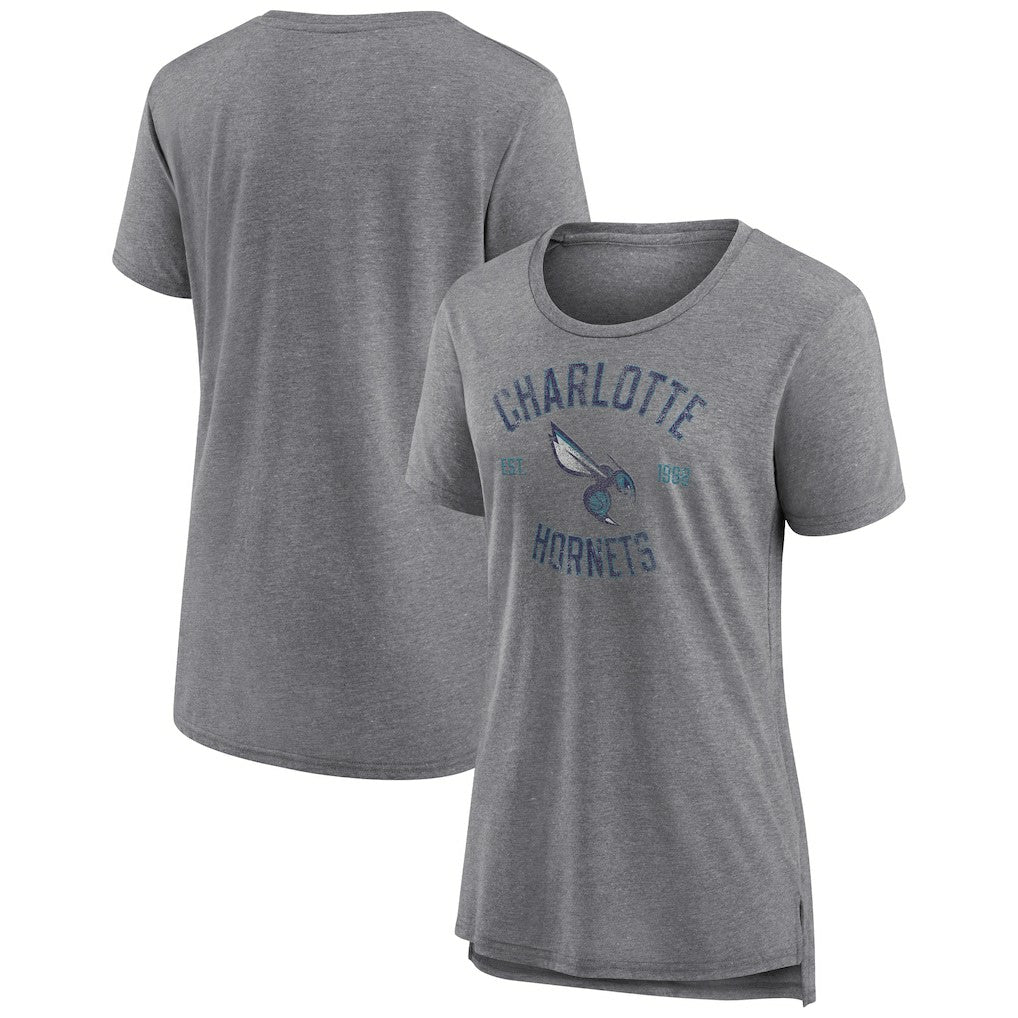 NBA - Charlotte Hornets Women's Heritage Tri-Blend T-Shirt - Heather Gray