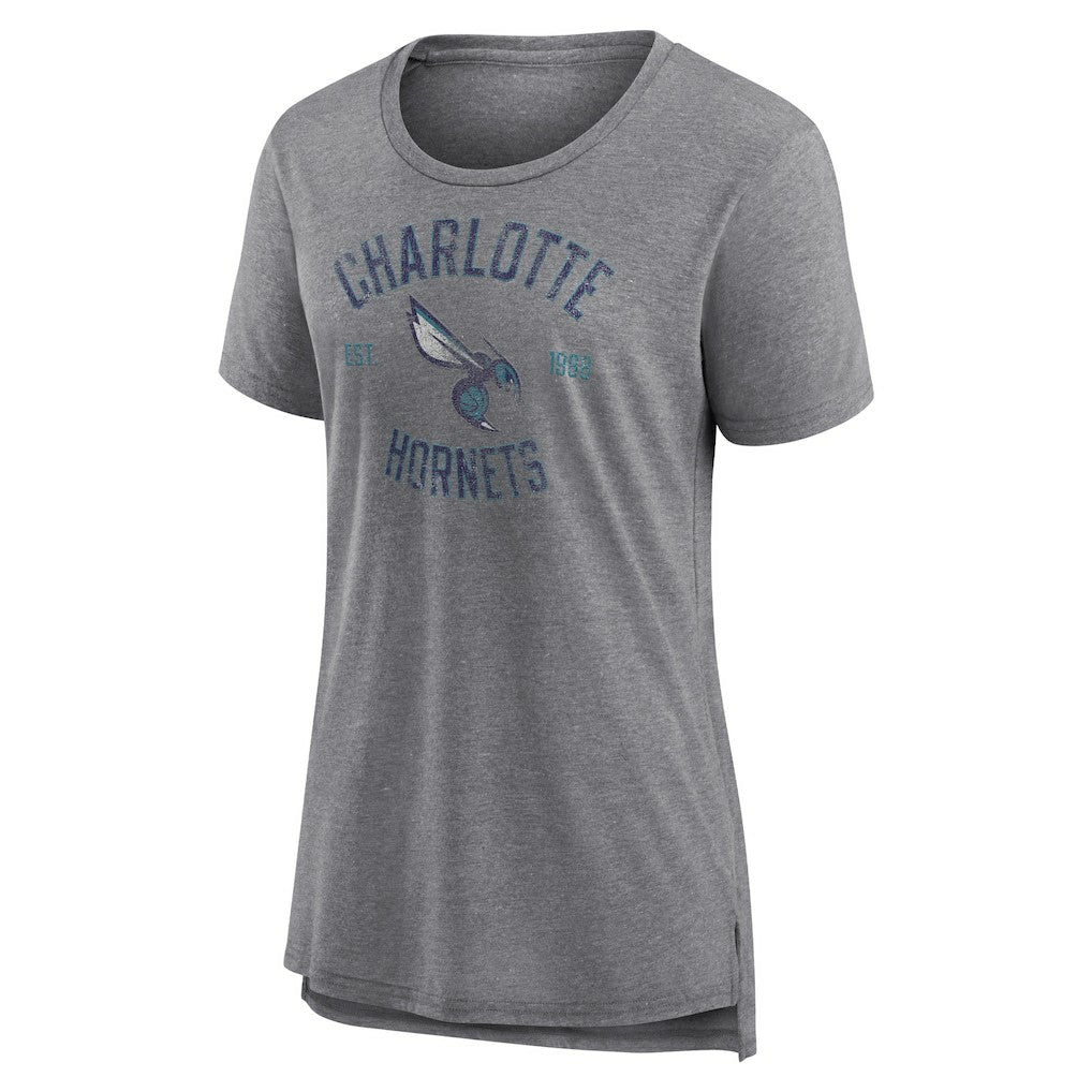 NBA - Charlotte Hornets Women's Heritage Tri-Blend T-Shirt - Heather Gray