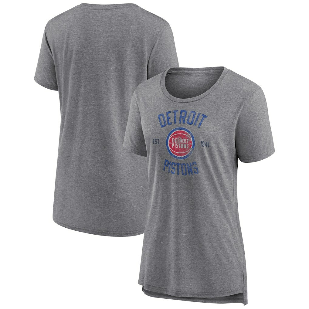 NBA - Detroit Pistons Women's Heritage Tri-Blend T-Shirt - Heather Gray