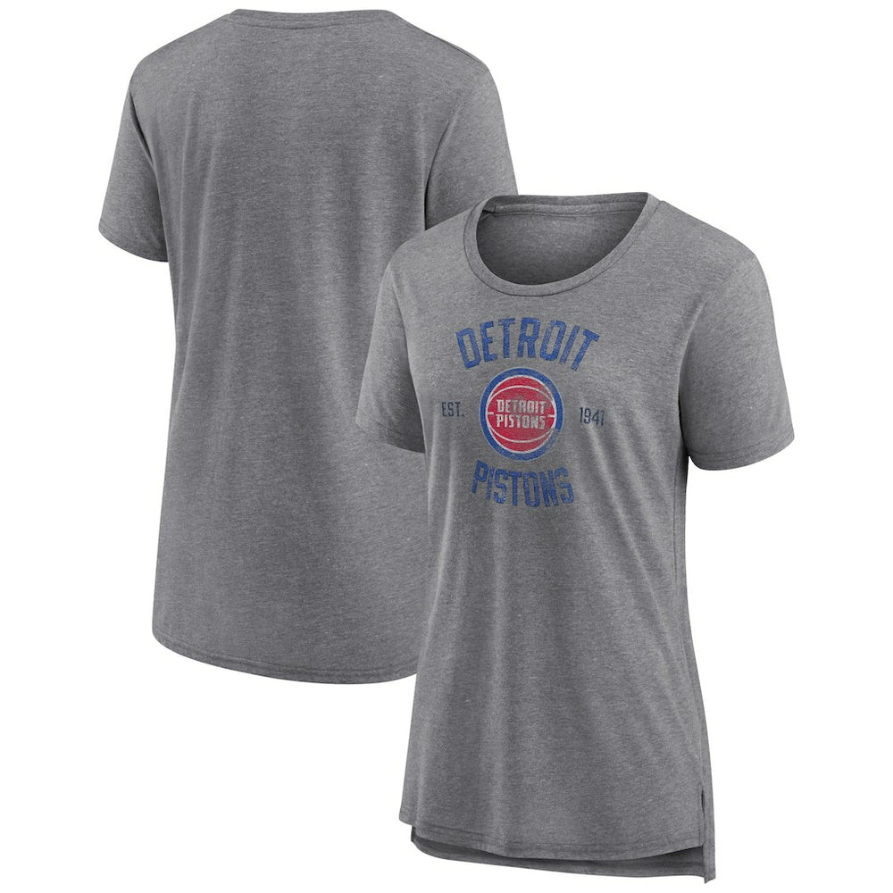 NBA - Detroit Pistons Women's Heritage Tri-Blend T-Shirt - Heather Gray