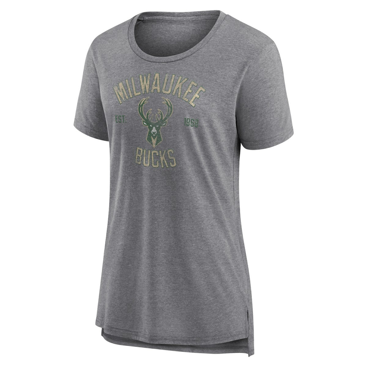 NBA - Milwaukee Bucks Women's Heritage Tri-Blend T-Shirt - Heather Gray