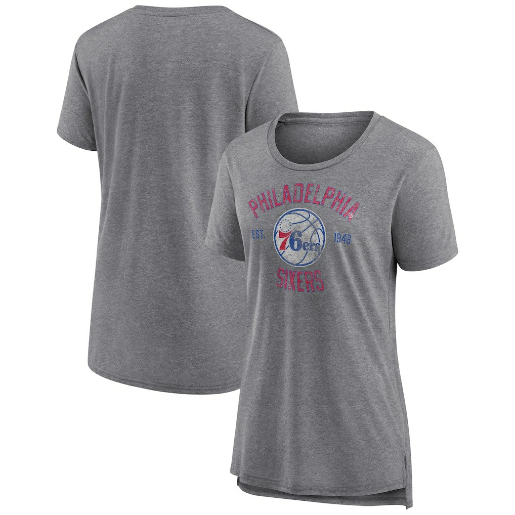 NBA - Philadelphia 76ers Women's Heritage Tri-Blend T-Shirt - Heather Gray