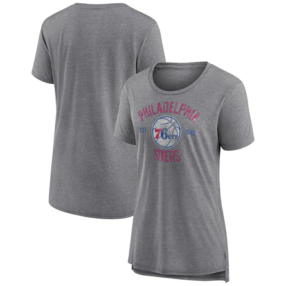 NBA - Philadelphia 76ers Women's Heritage Tri-Blend T-Shirt - Heather Gray