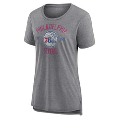 NBA - Philadelphia 76ers Women's Heritage Tri-Blend T-Shirt - Heather Gray