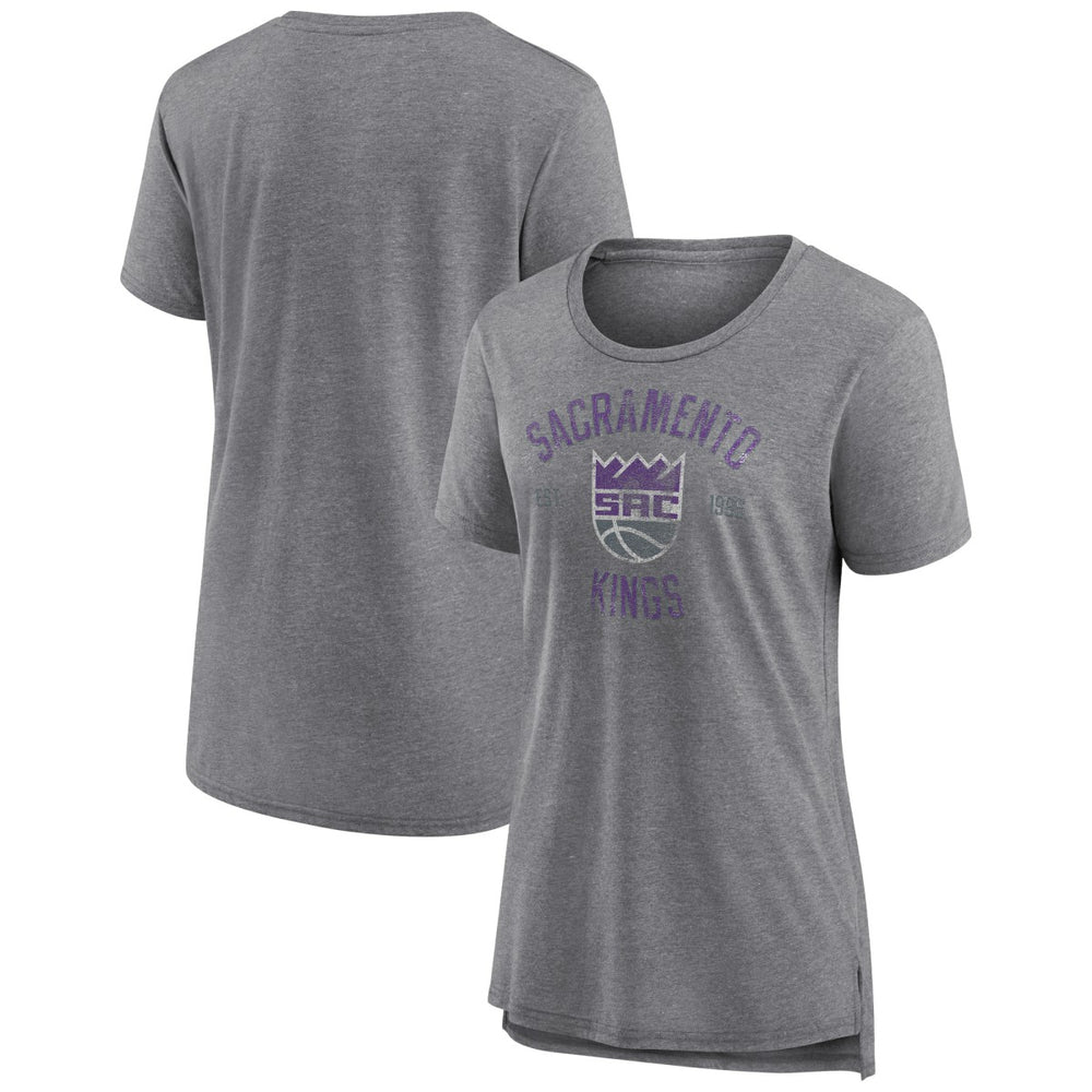 NBA - Sacramento Kings Women's Heritage Tri-Blend T-Shirt - Heather Gray