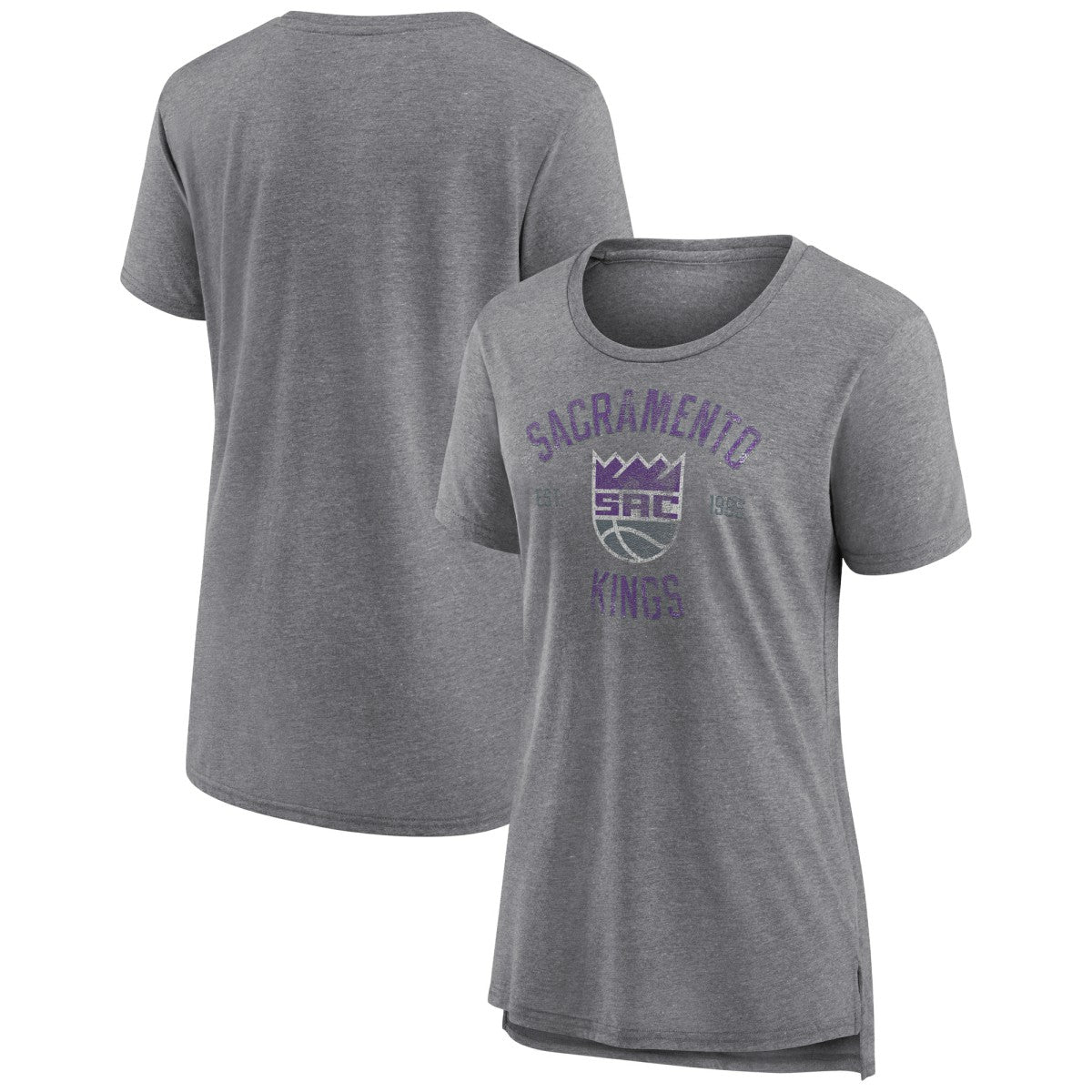 NBA - Sacramento Kings Women's Heritage Tri-Blend T-Shirt - Heather Gray
