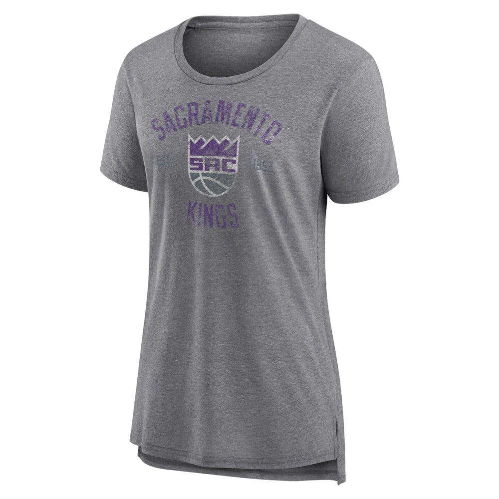NBA - Sacramento Kings Women's Heritage Tri-Blend T-Shirt - Heather Gray