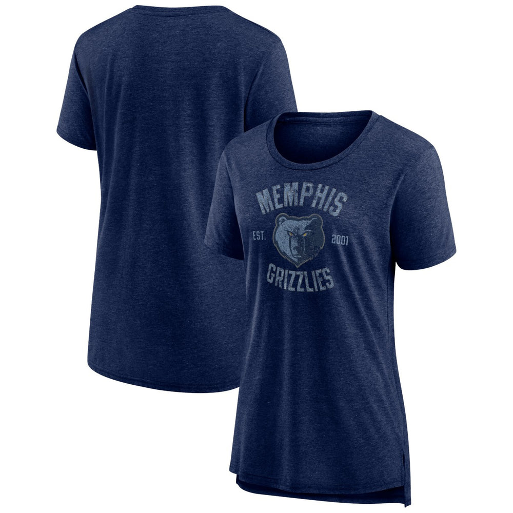 NBA - Memphis Grizzlies Women's Heritage Tri-Blend T-Shirt - Heather Navy