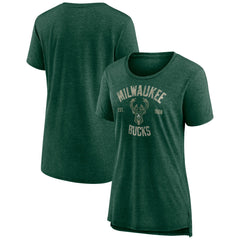 NBA - Milwaukee Bucks Women's Heritage Tri-Blend T-Shirt - Heather Hunter Green
