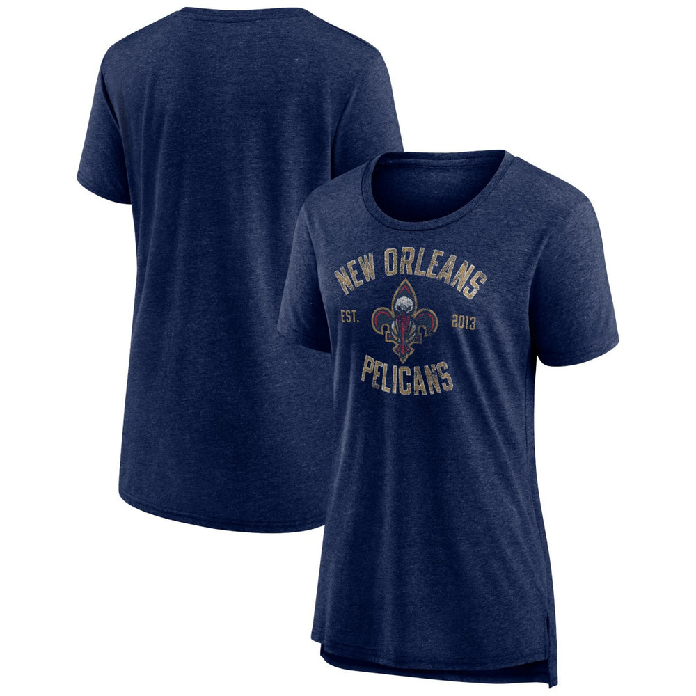 NBA - New Orleans Pelicans Women's Heritage Tri-Blend T-Shirt - Heather Navy