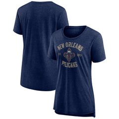 NBA - New Orleans Pelicans Women's Heritage Tri-Blend T-Shirt - Heather Navy
