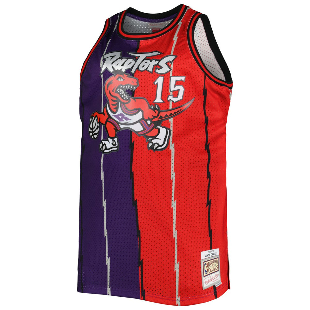 Mitchell & Ness - Vince Carter Toronto Raptors Big & Tall Hardwood Classics 1998/99 Split Swingman Jersey - Purple/Red