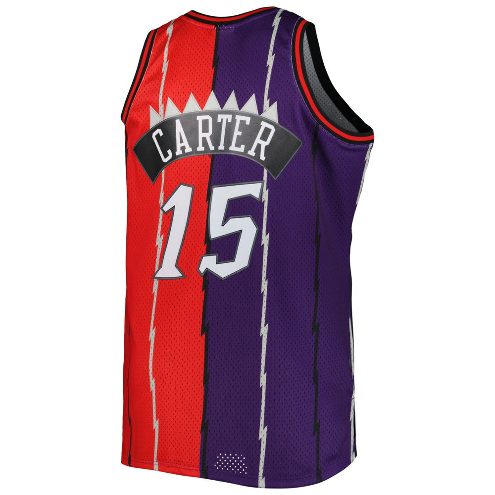 Mitchell & Ness - Vince Carter Toronto Raptors Big & Tall Hardwood Classics 1998/99 Split Swingman Jersey - Purple/Red