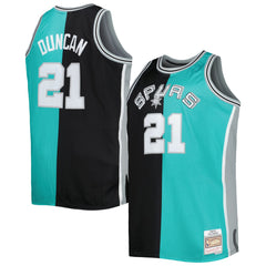Mitchell & Ness - Tim Duncan San Antonio Spurs Big & Tall Hardwood Classics 1998/99 Split Swingman Jersey - Black/Teal