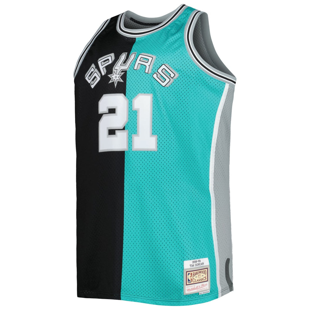 Mitchell & Ness - Tim Duncan San Antonio Spurs Big & Tall Hardwood Classics 1998/99 Split Swingman Jersey - Black/Teal