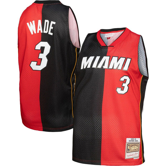Dwyane Wade Miami Heat Big & Tall Hardwood Classics 2005/06 Split Swingman Jersey - Black/Red | NBA Jerseys