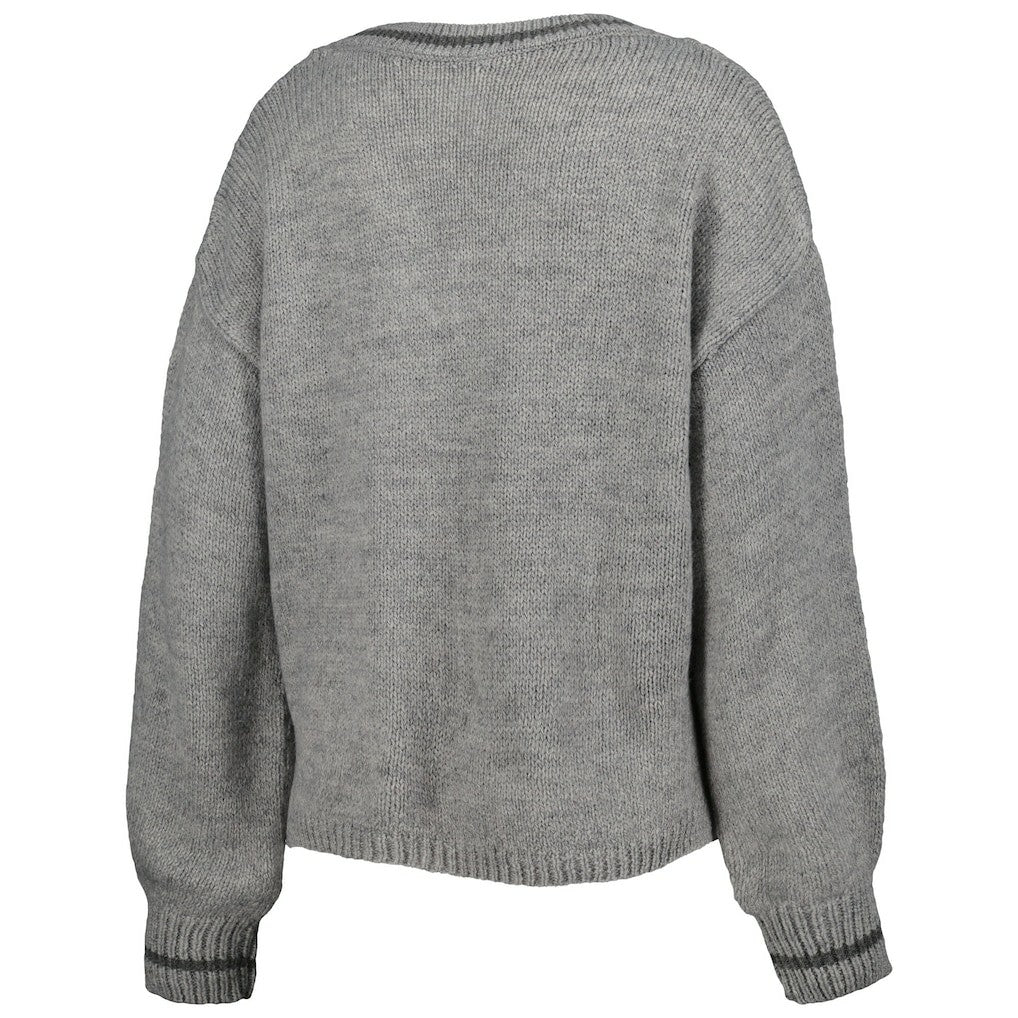 NBA - Brooklyn Nets Lusso Women's Scarletts Lantern Sleeve Tri-Blend V-Neck Pullover Sweater - Gray