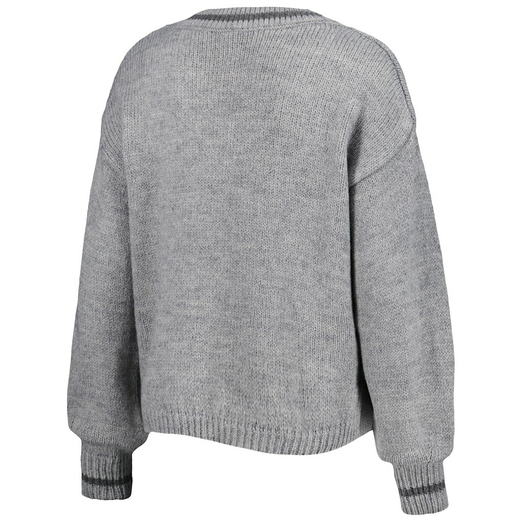 NBA - Philadelphia 76ers Lusso Women's Scarletts Lantern Sleeve Tri-Blend V-Neck Pullover Sweater - Gray