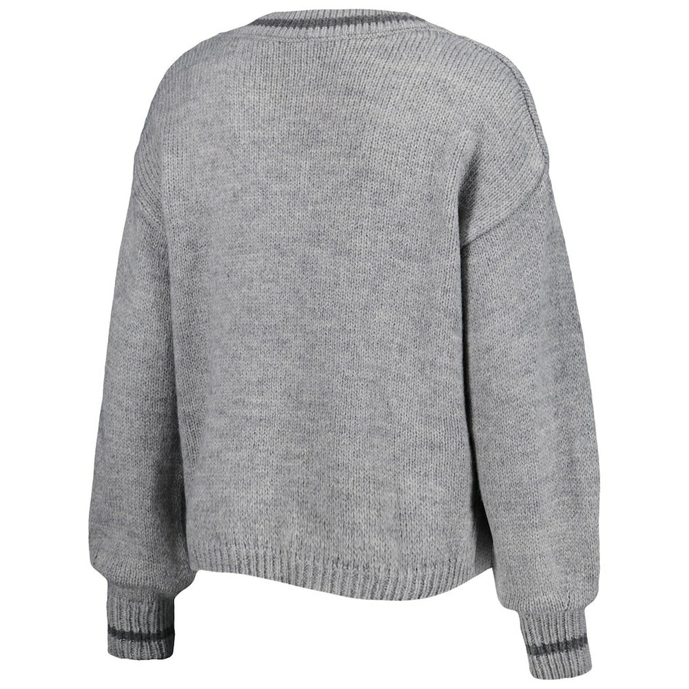 NBA - Philadelphia 76ers Lusso Women's Scarletts Lantern Sleeve Tri-Blend V-Neck Pullover Sweater - Gray