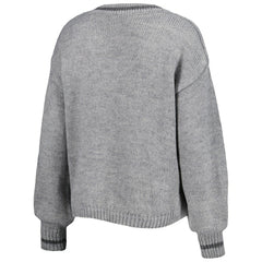 NBA - Philadelphia 76ers Lusso Women's Scarletts Lantern Sleeve Tri-Blend V-Neck Pullover Sweater - Gray