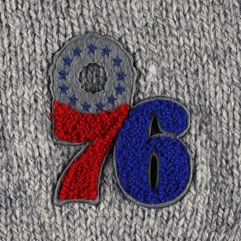 NBA - Philadelphia 76ers Lusso Women's Scarletts Lantern Sleeve Tri-Blend V-Neck Pullover Sweater - Gray