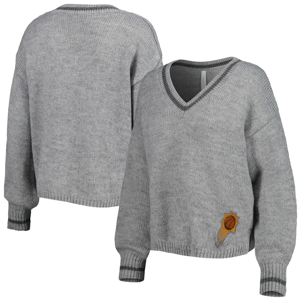 NBA - Phoenix Suns Lusso Women's Scarletts Lantern Sleeve Tri-Blend V-Neck Pullover Sweater - Gray