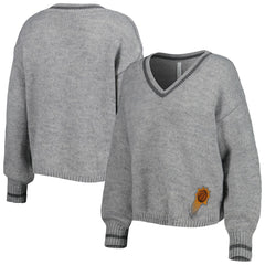 NBA - Phoenix Suns Lusso Women's Scarletts Lantern Sleeve Tri-Blend V-Neck Pullover Sweater - Gray