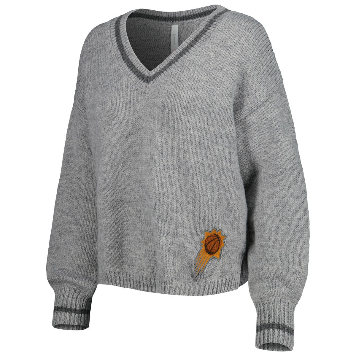 NBA - Phoenix Suns Lusso Women's Scarletts Lantern Sleeve Tri-Blend V-Neck Pullover Sweater - Gray