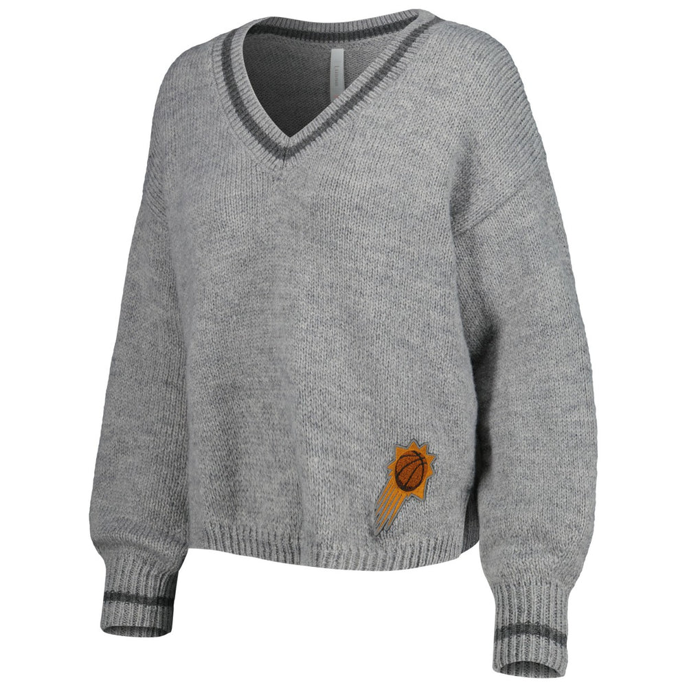 NBA - Phoenix Suns Lusso Women's Scarletts Lantern Sleeve Tri-Blend V-Neck Pullover Sweater - Gray