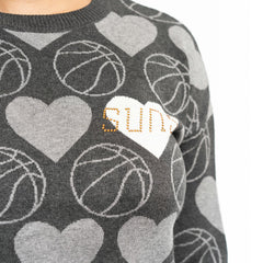 NBA - Phoenix Suns Lusso Women's Basketball Love Swarovski Crystal Intarsia Pullover Sweater - Charcoal