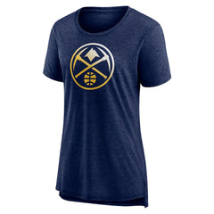 NBA - Denver Nuggets Women's Gradient Logo Tri-Blend T-Shirt - Heather Navy