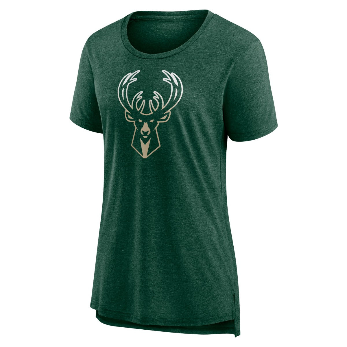 NBA - Milwaukee Bucks Women's Gradient Logo Tri-Blend T-Shirt - Heather Hunter Green