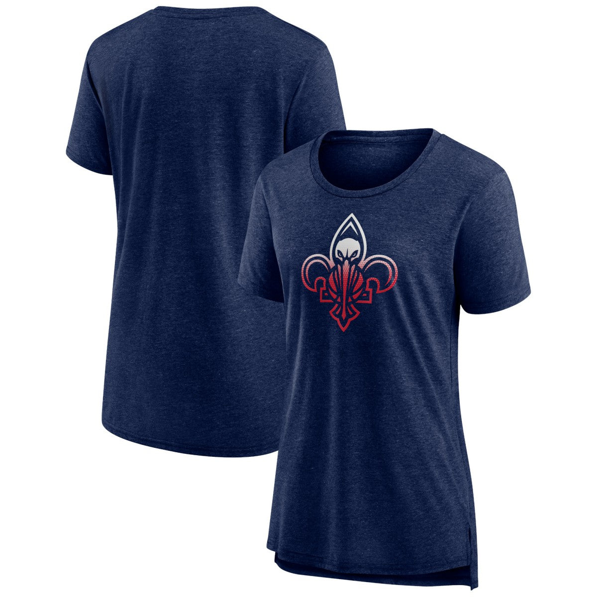 NBA - New Orleans Pelicans Women's Gradient Logo Tri-Blend T-Shirt - Heather Navy
