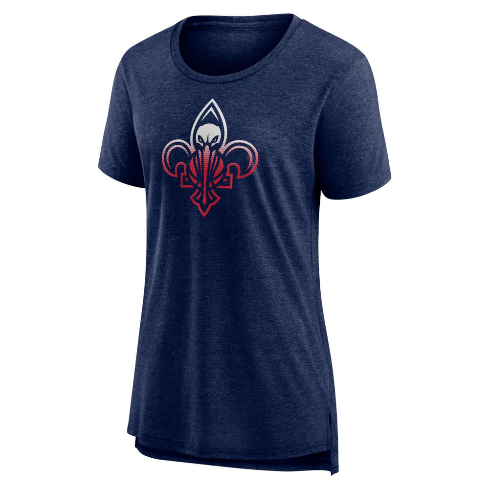 NBA - New Orleans Pelicans Women's Gradient Logo Tri-Blend T-Shirt - Heather Navy