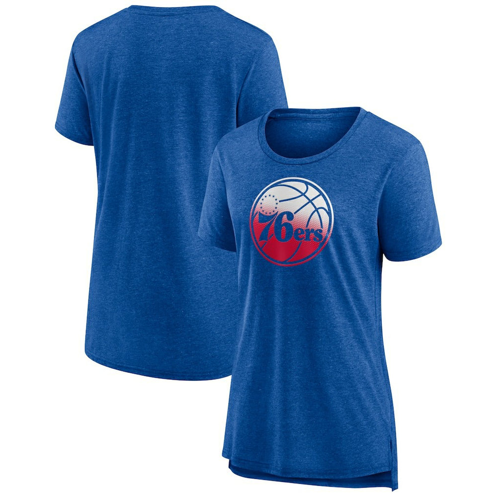 NBA - Philadelphia 76ers Women's Gradient Logo Tri-Blend T-Shirt - Heather Red