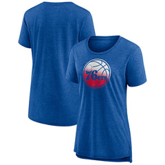 NBA - Philadelphia 76ers Women's Gradient Logo Tri-Blend T-Shirt - Heather Red