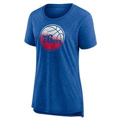 NBA - Philadelphia 76ers Women's Gradient Logo Tri-Blend T-Shirt - Heather Red