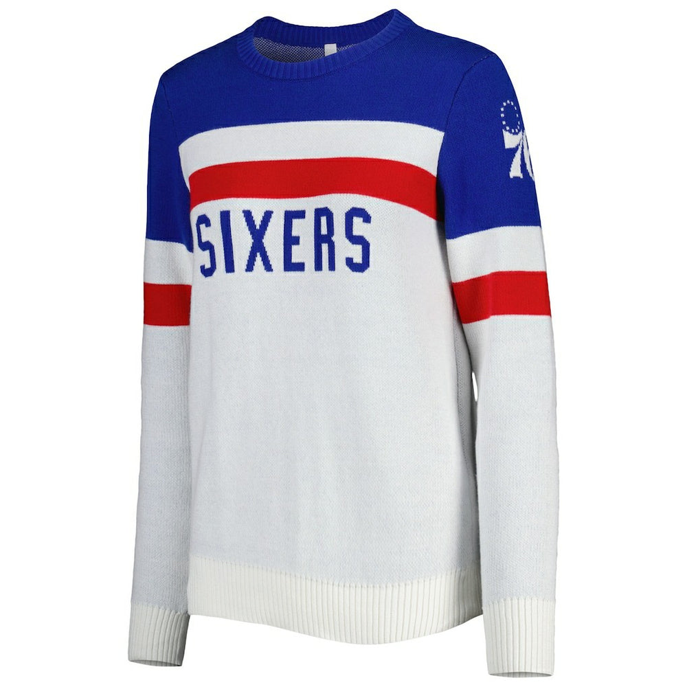 NBA - Philadelphia 76ers Lusso Women's Dominique Pullover Sweater - Royal/Cream