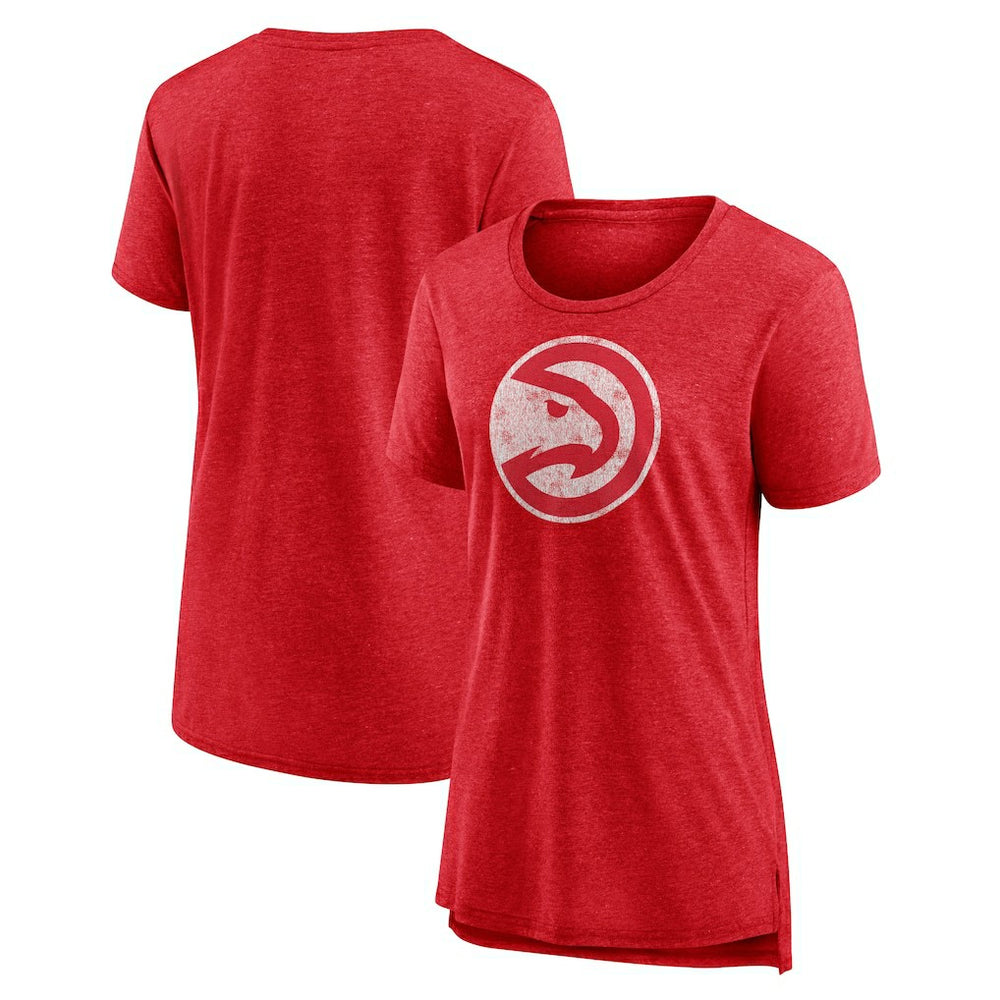 NBA - Atlanta Hawks Women's Distressed Logo Tri-Blend T-Shirt - Heather Red