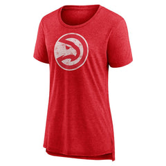 NBA - Atlanta Hawks Women's Distressed Logo Tri-Blend T-Shirt - Heather Red