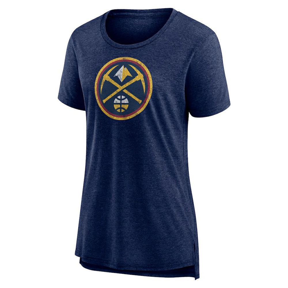 NBA - Denver Nuggets Women's Distressed Logo Tri-Blend T-Shirt - Heather Navy