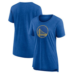NBA - Golden State Warriors Women's Distressed Logo Tri-Blend T-Shirt - Heather Royal