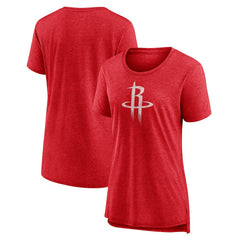 NBA - Houston Rockets Women's Distressed Logo Tri-Blend T-Shirt - Heather Red