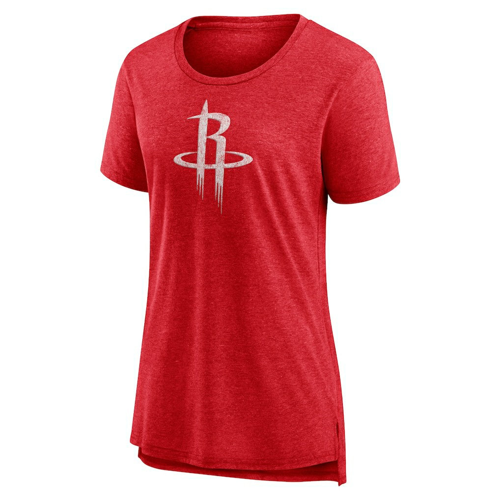 NBA - Houston Rockets Women's Distressed Logo Tri-Blend T-Shirt - Heather Red