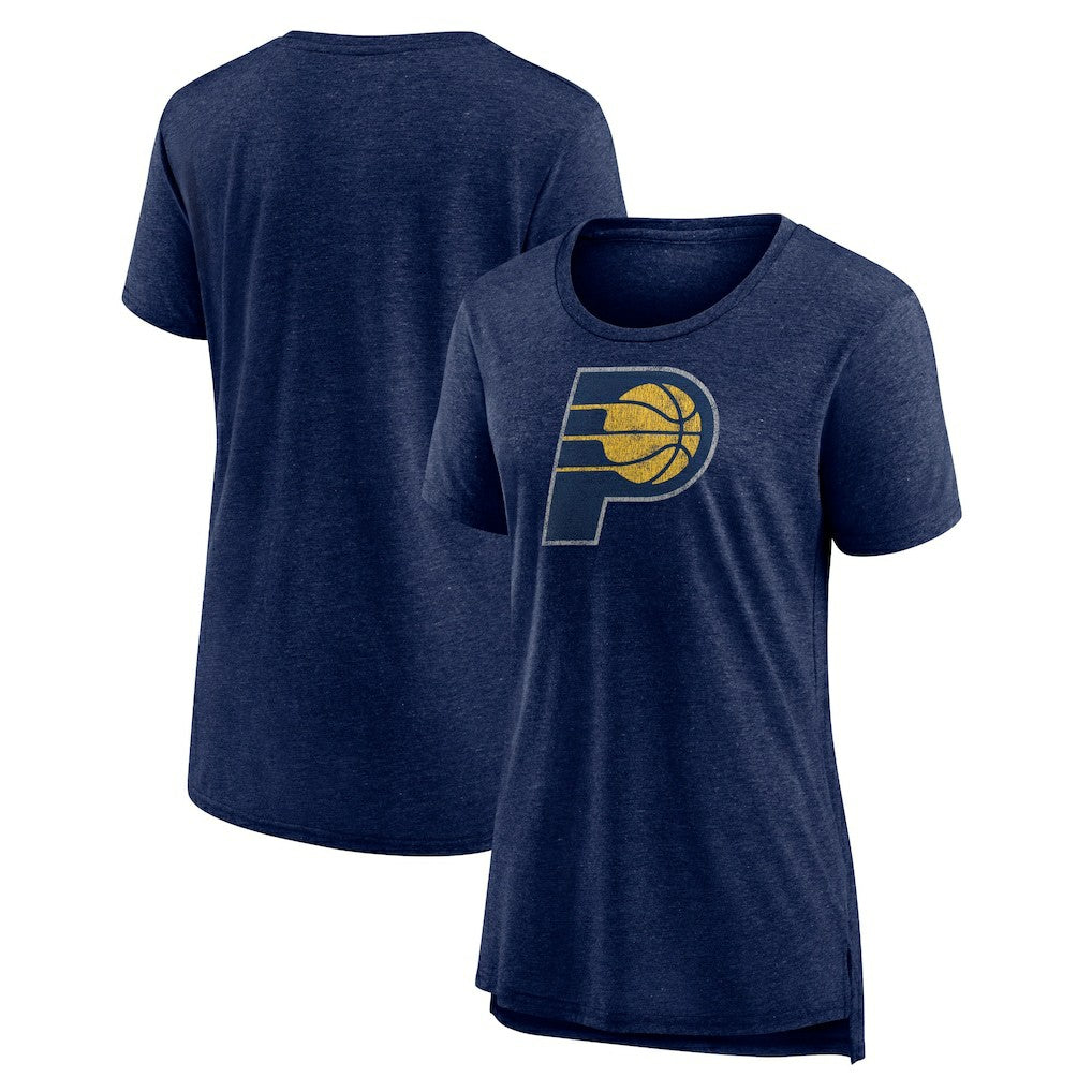 NBA - Indiana Pacers Women's Distressed Logo Tri-Blend T-Shirt - Heather Navy