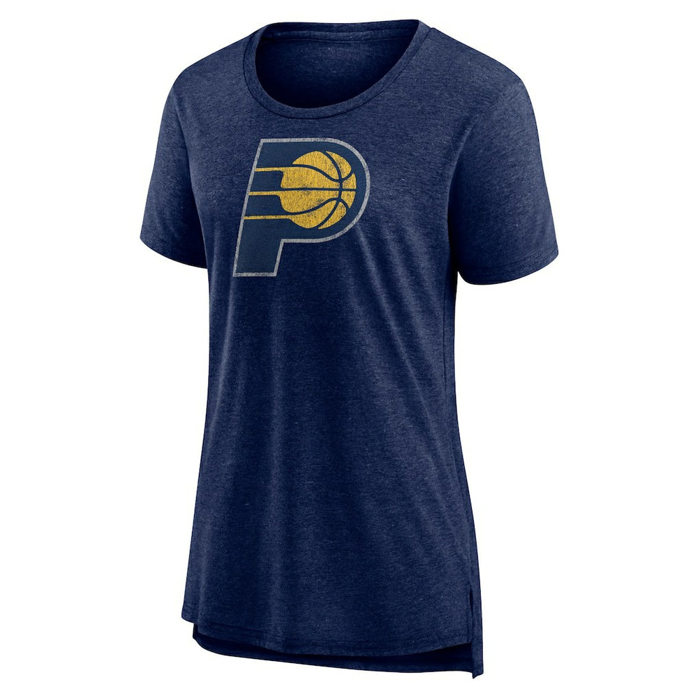 NBA - Indiana Pacers Women's Distressed Logo Tri-Blend T-Shirt - Heather Navy
