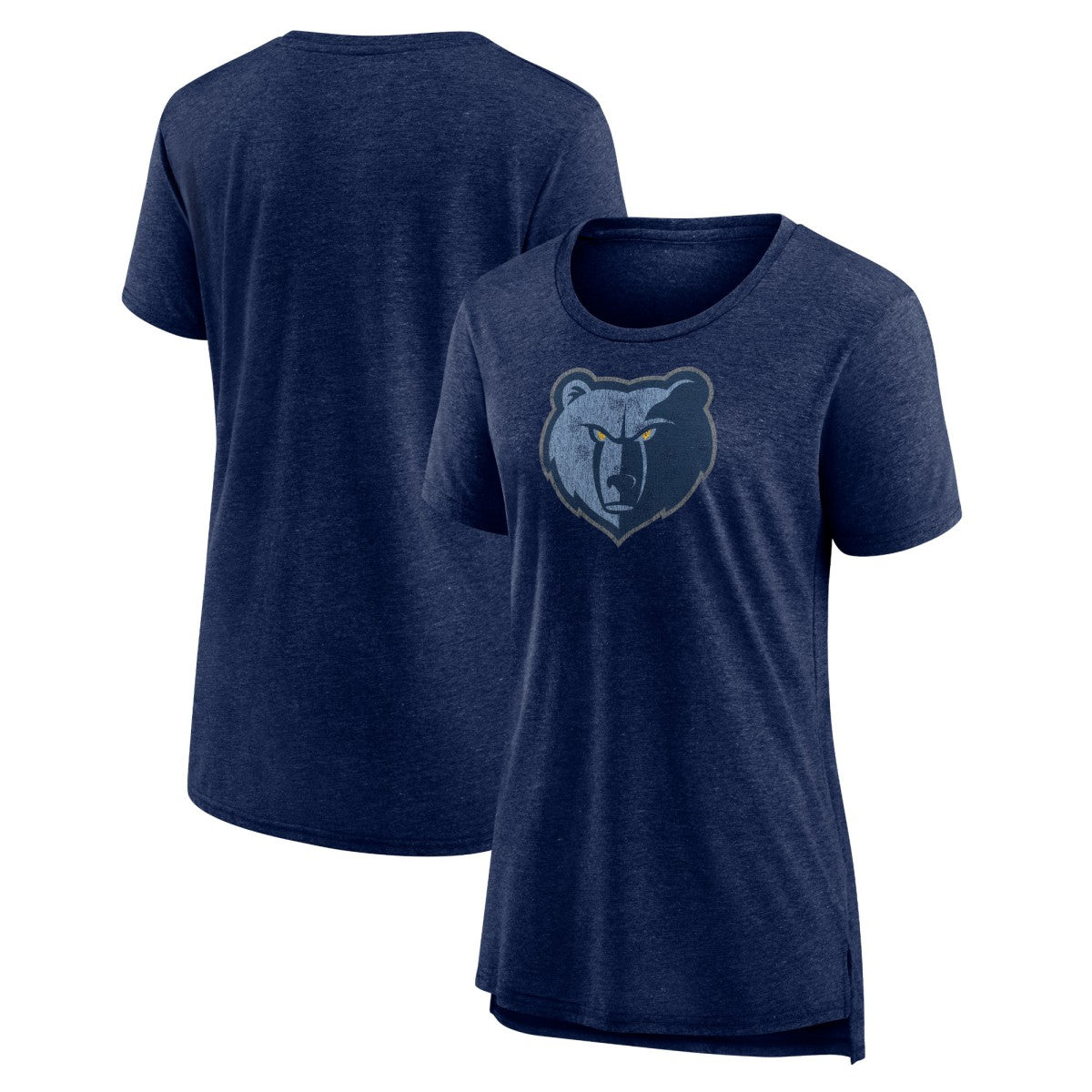 NBA - Memphis Grizzlies Women's Distressed Logo Tri-Blend T-Shirt - Heather Navy